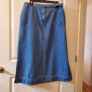 CRAZY HORSE, Petite Midi Soft Denim Jean Skirt